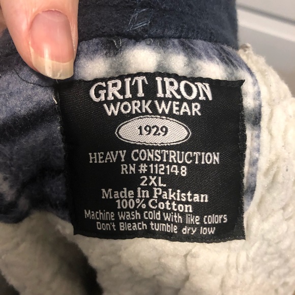 Amazing stylish Grit Iron winter button up hippie hoodie shirt size 2xl - Picture 6 of 6